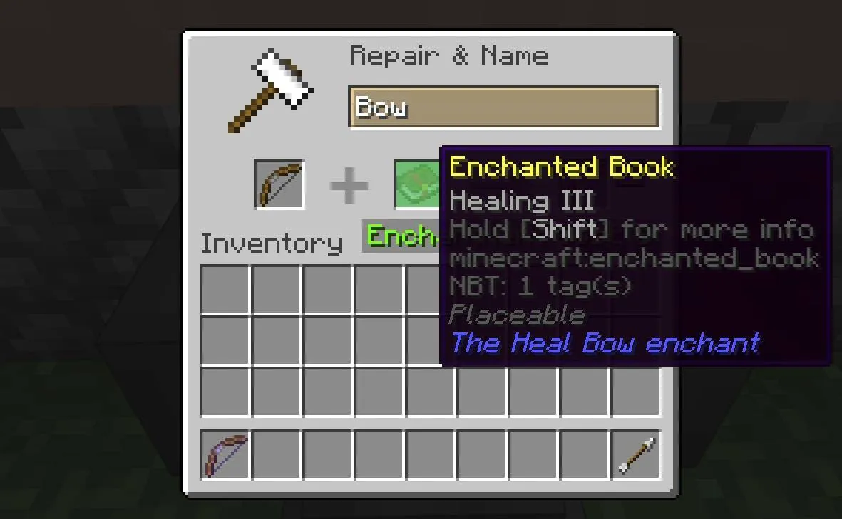 The Heal Bow enchant, Моды, Minecraft