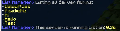 Server Admins List — скриншот 1 (Плагины, Minecraft)