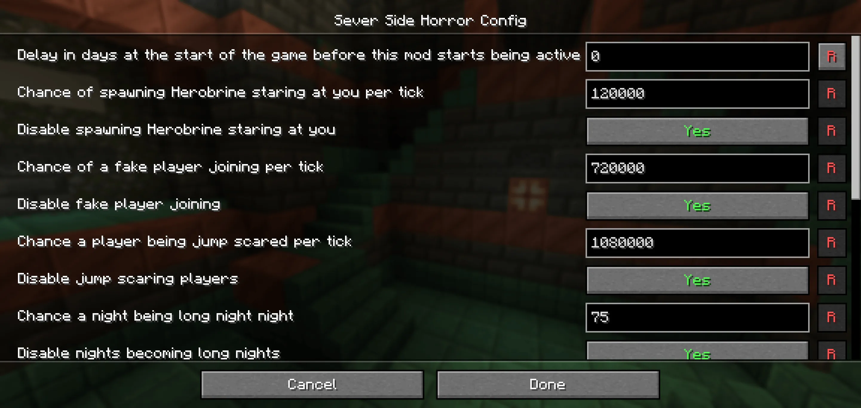 Server-Side Horror, Моды, Minecraft