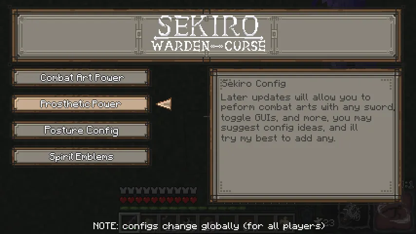 Sekiro - Warden Curse, Моды, Minecraft