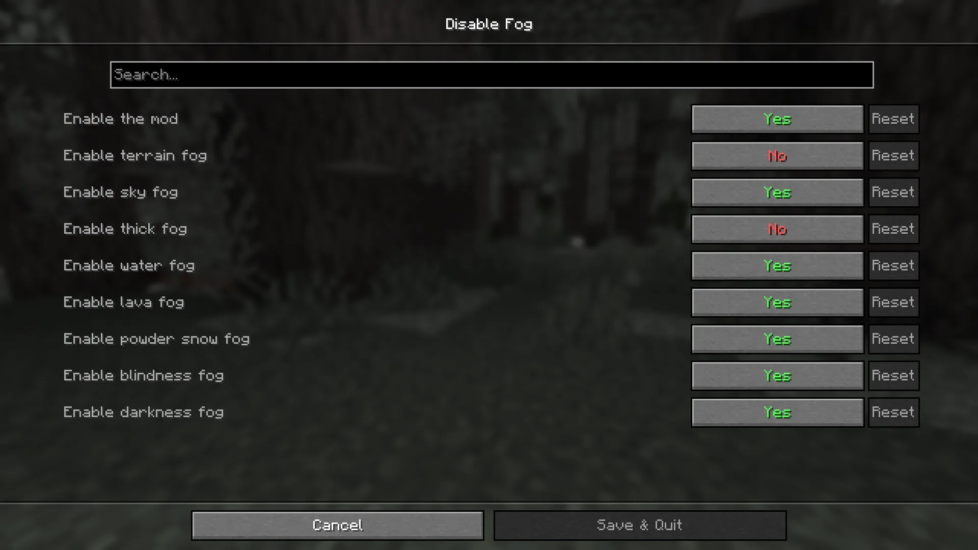 Disable Fog, Моды, Minecraft