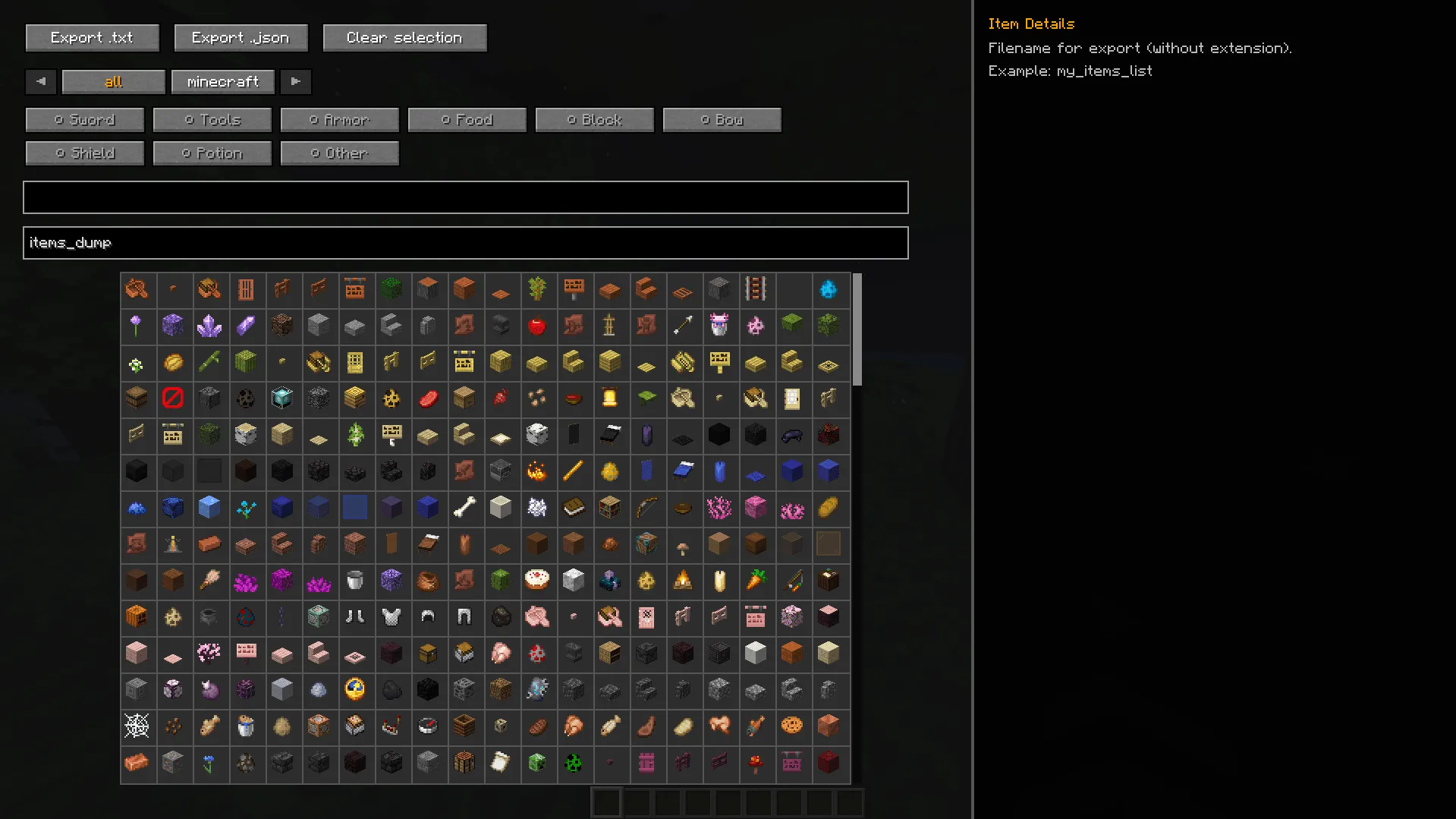ItemID Exporter — скриншот 4 (Моды, Minecraft)