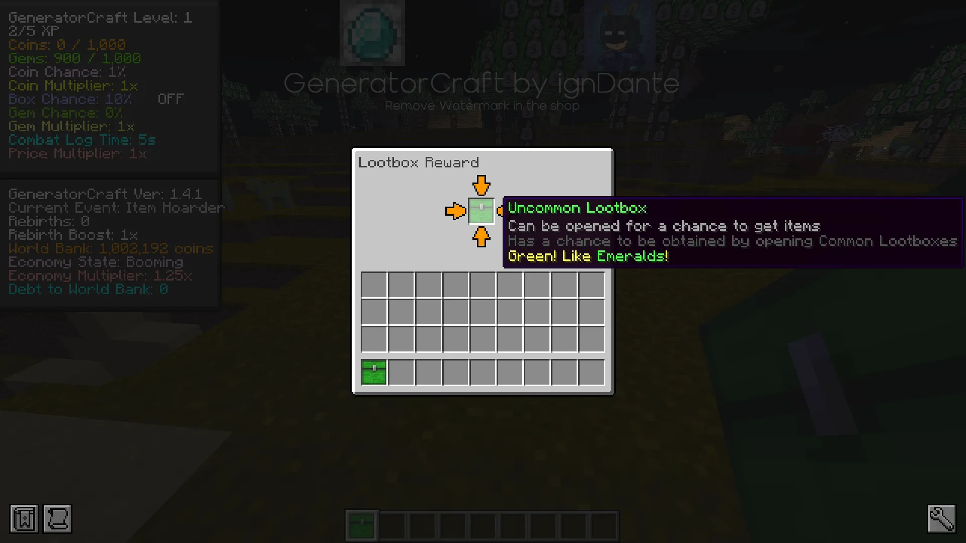 GeneratorCraft - Lootboxes, Gambling, RNG, Economy, Моды, Minecraft