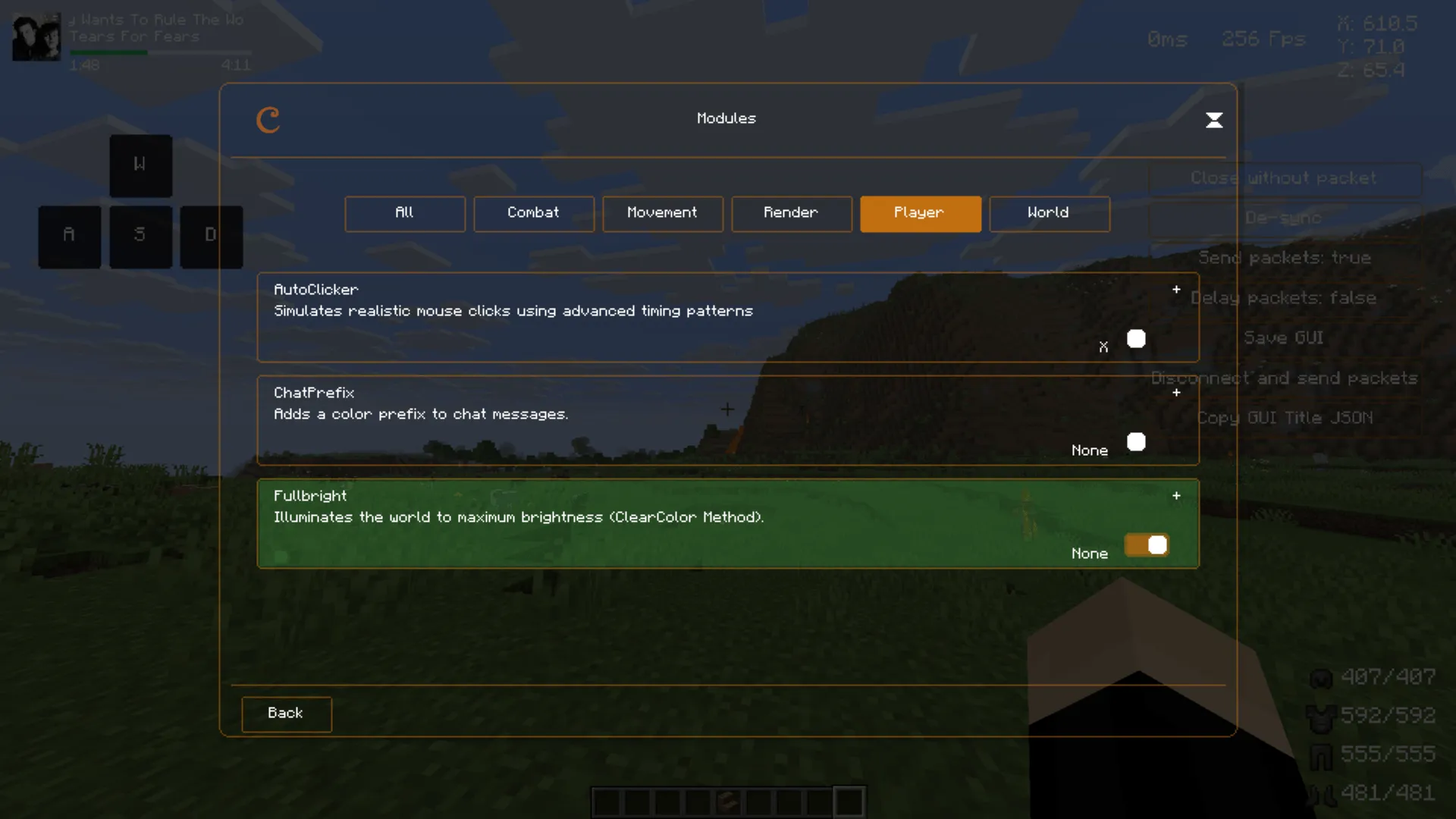 Cinnamon Client — скриншот 2 (Моды, Minecraft)