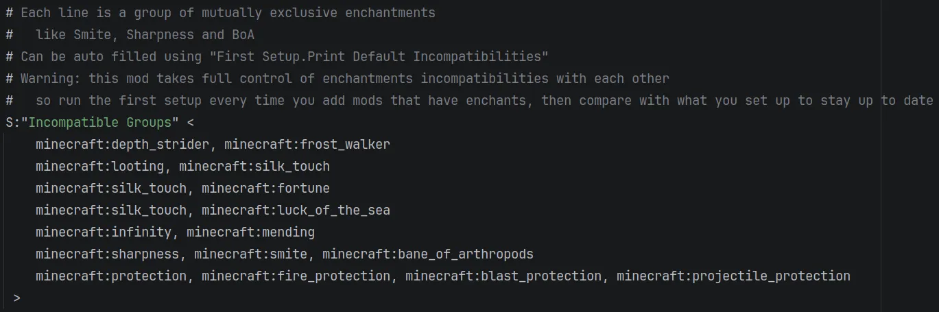 EnchantmentControl, Моды, Minecraft