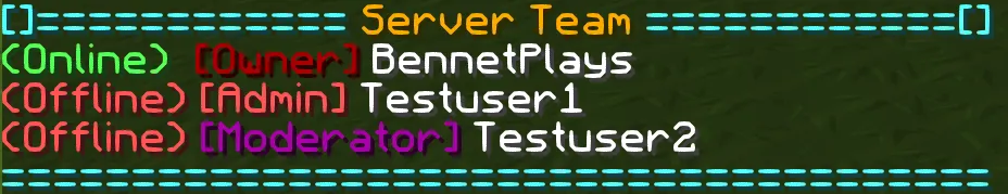 TeamList — скриншот 1 (Плагины, Minecraft)