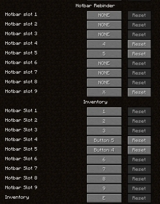 Hotbar Rebinder — скриншот 1 (Моды, Minecraft)
