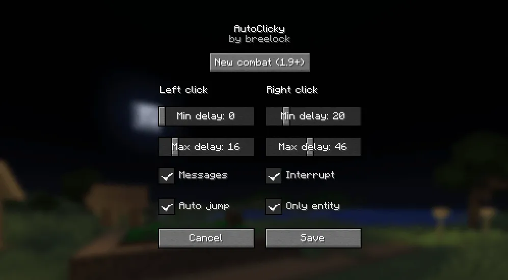 AutoClicky — скриншот 1 (Моды, Minecraft)