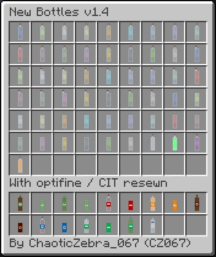 New bottles, Текстуры, Minecraft