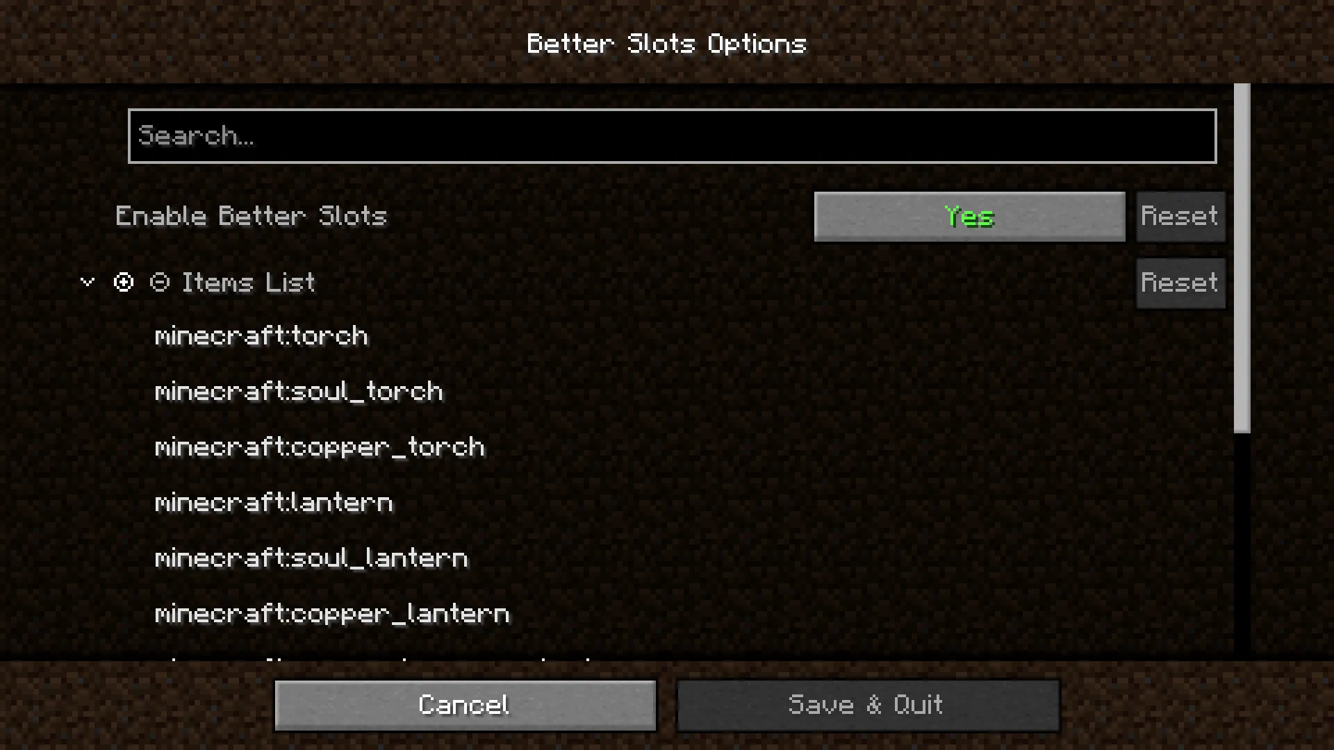 Better Slots, Моды, Minecraft