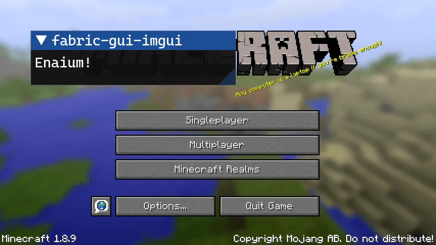 Fabric Gui ImGui — скриншот 1 (Моды, Minecraft)