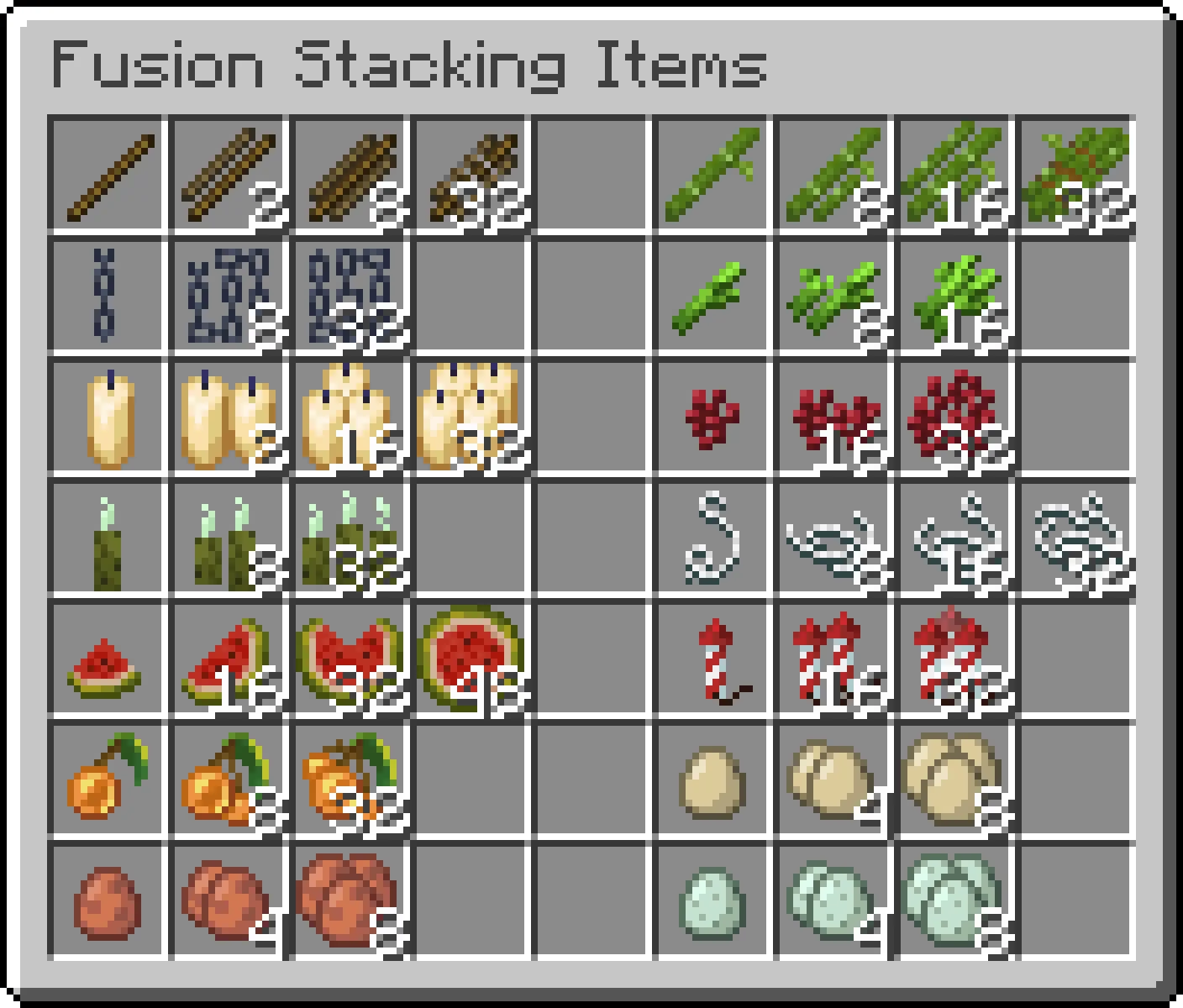 Fusion Stacking Items, Текстуры, Minecraft
