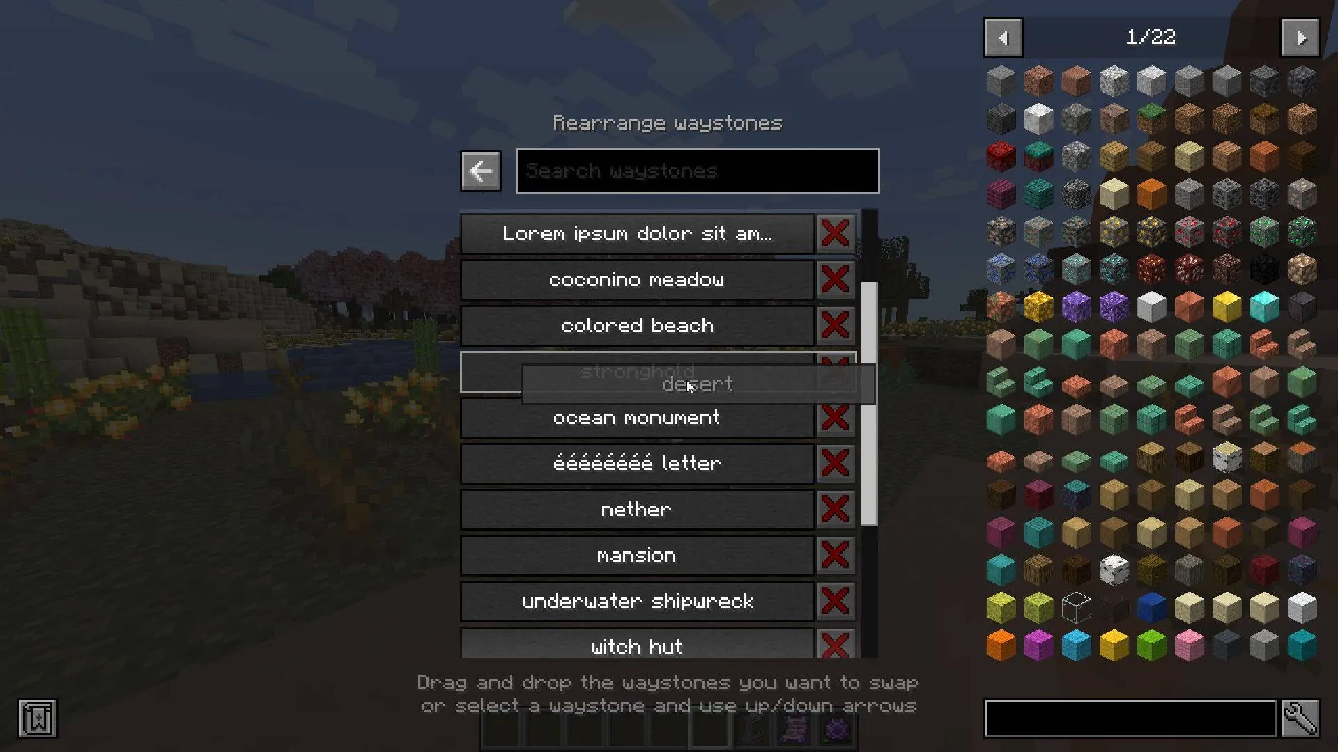 Better Waystones Menu — скриншот 1 (Моды, Minecraft)