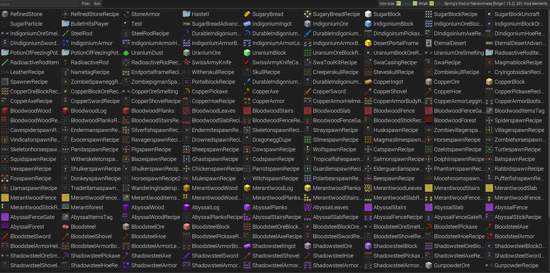 Spring's Mod of Randomness, Моды, Minecraft