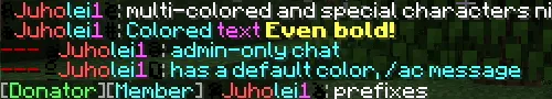 JuholeiChat — скриншот 1 (Плагины, Minecraft)