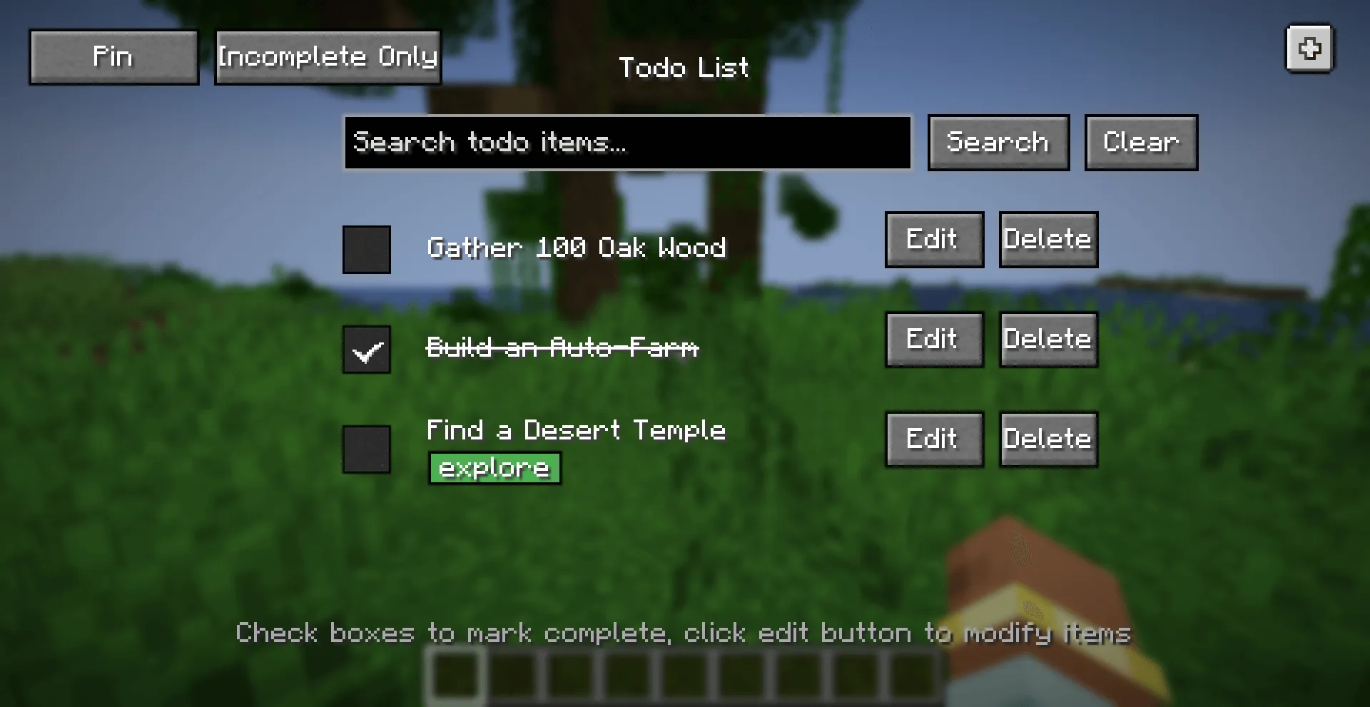 Todo List, Моды, Minecraft