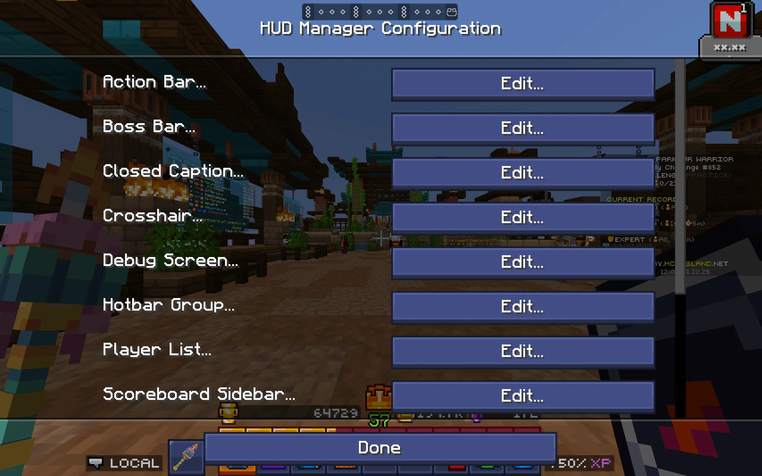 HUD Manager, Моды, Minecraft