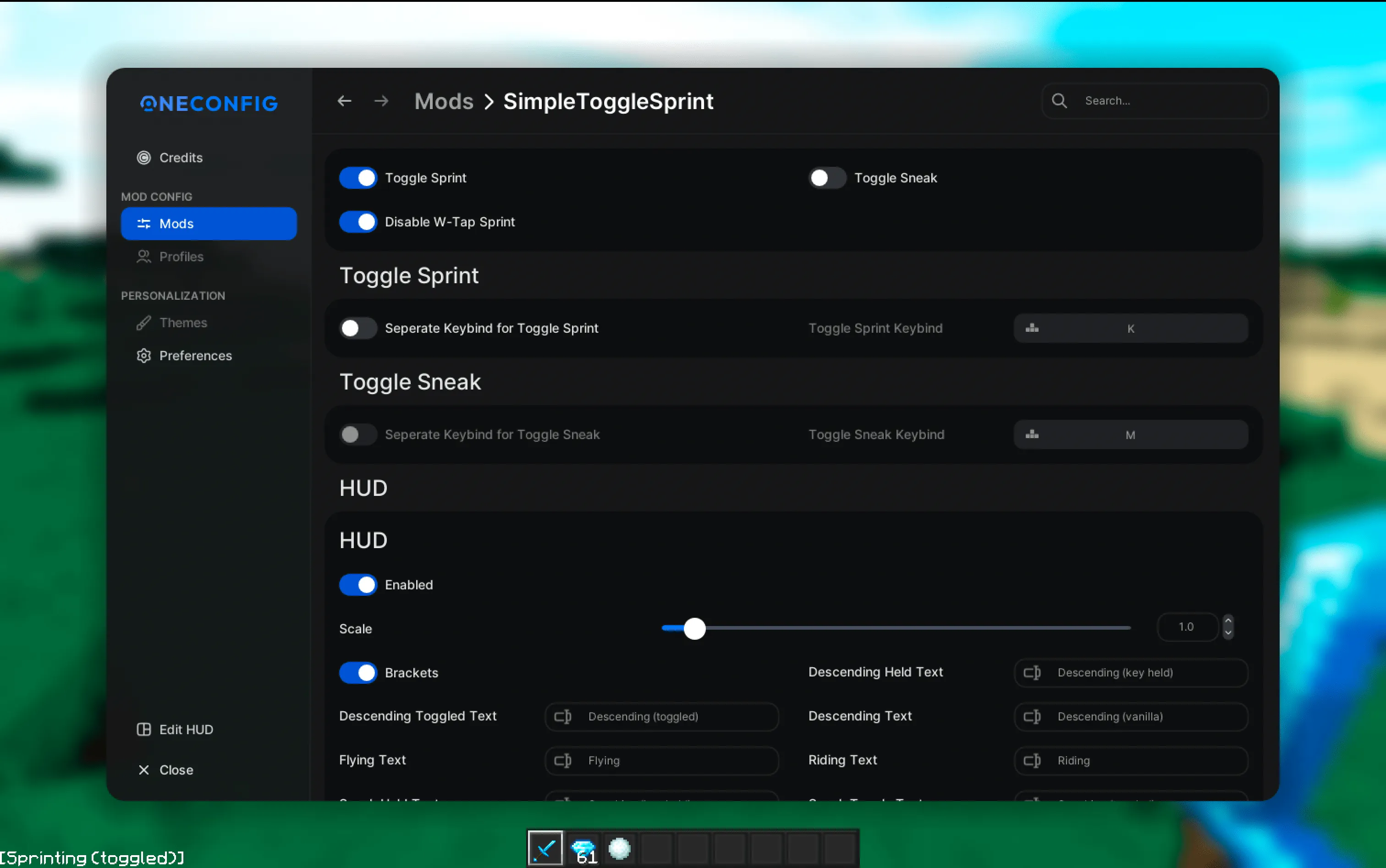 PolySprint, Моды, Minecraft