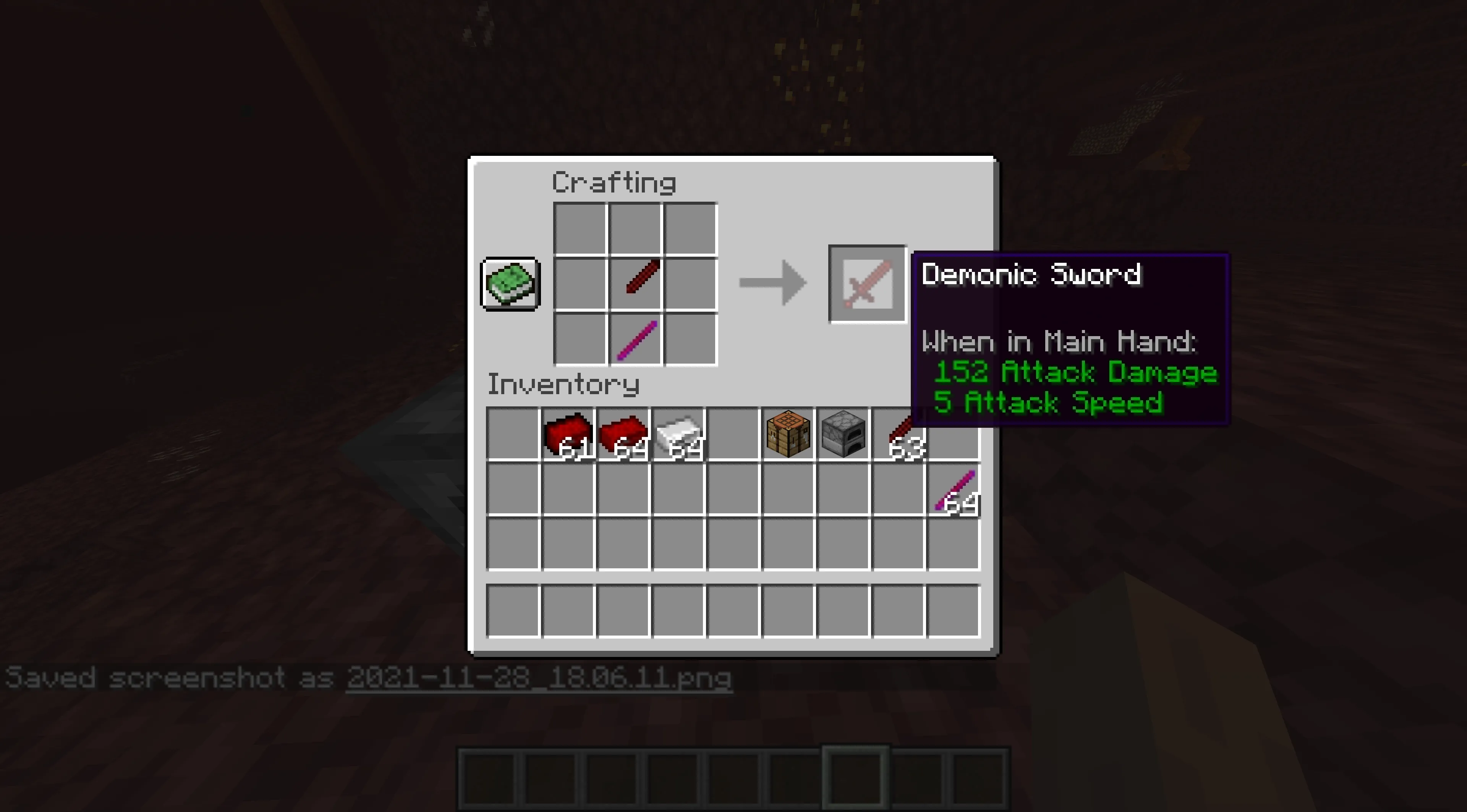 Demonic Sword, Моды, Minecraft