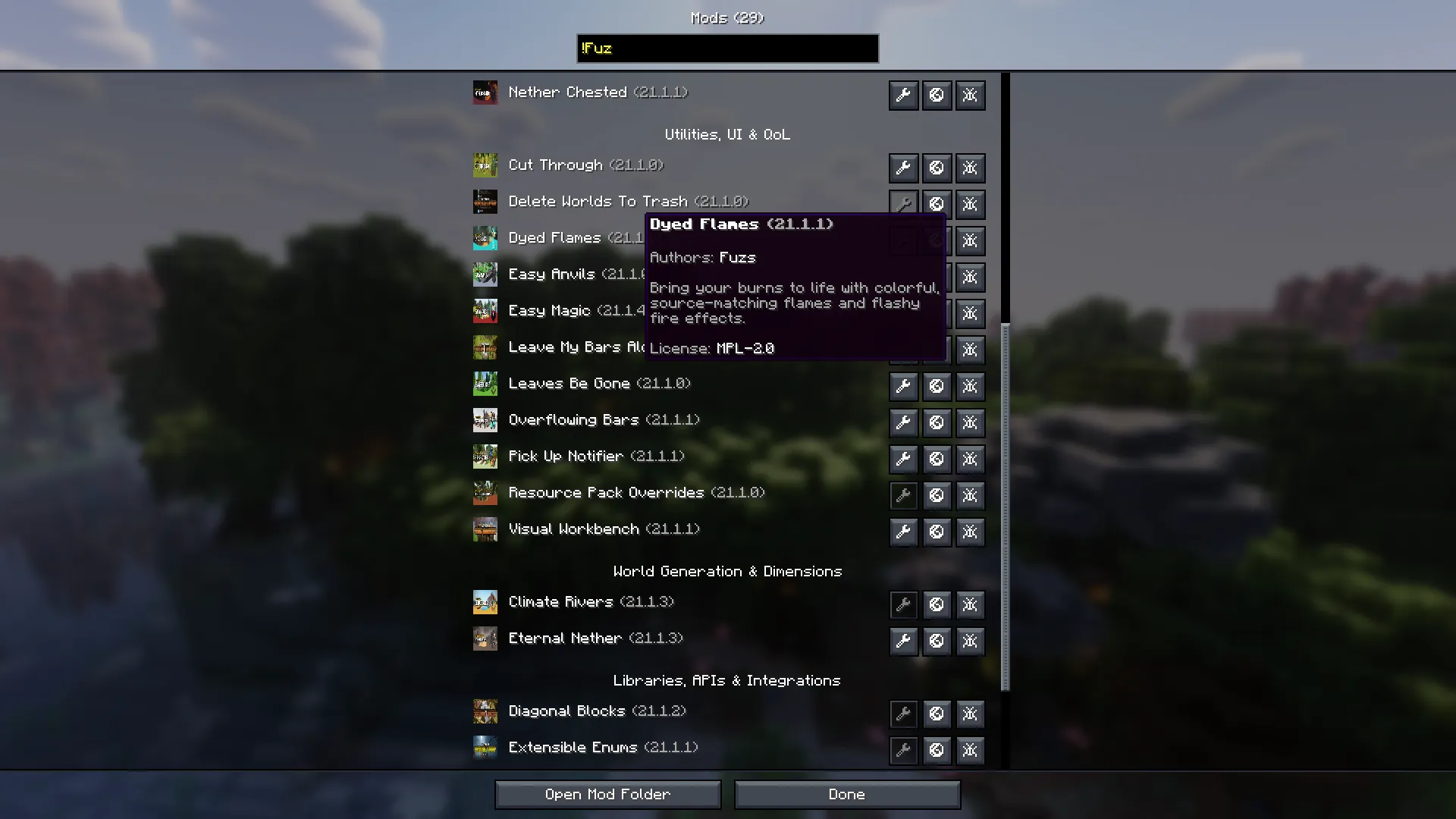 Tidy Mods, Моды, Minecraft