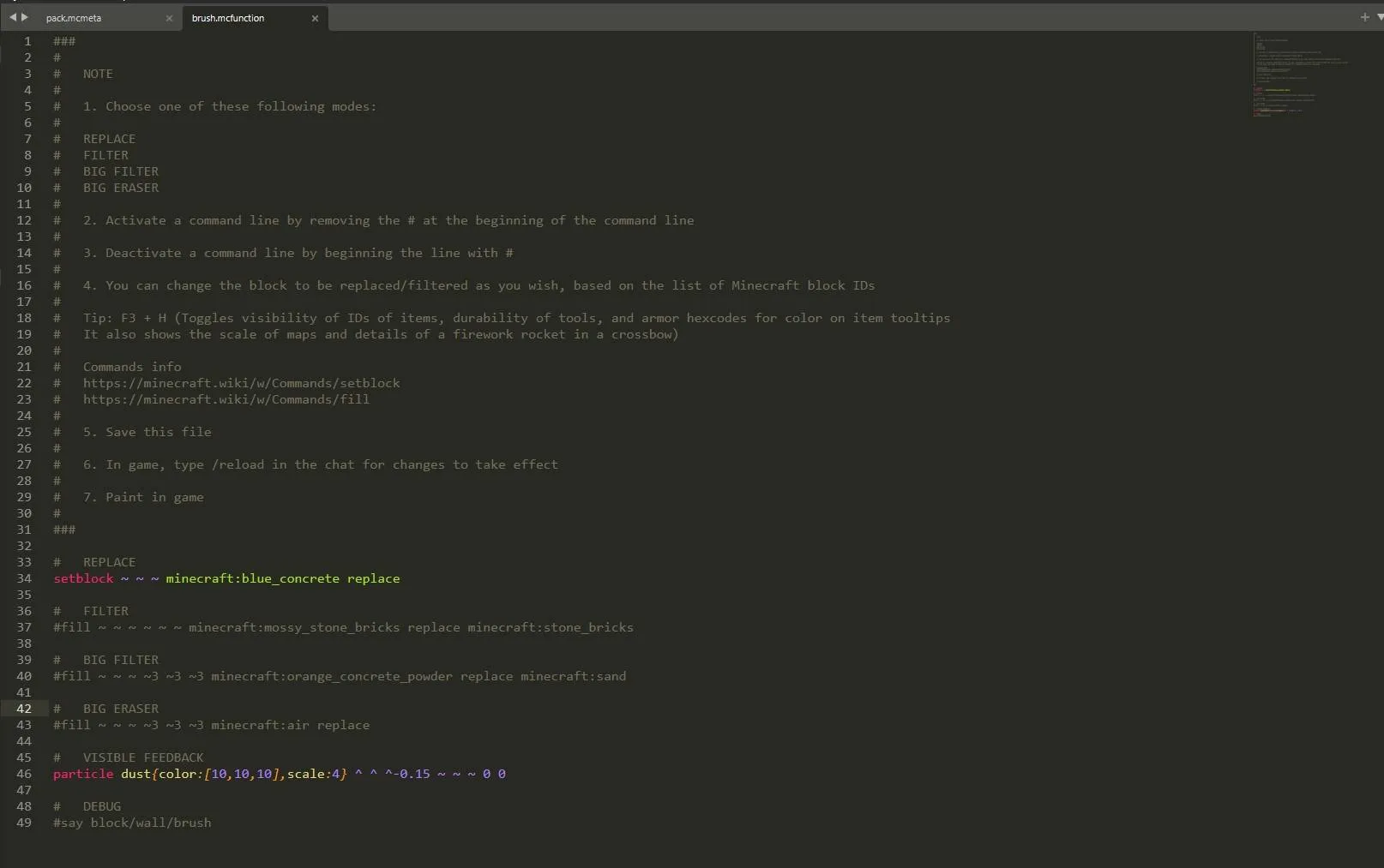 Handy Toolbox, Дата-паки, Minecraft