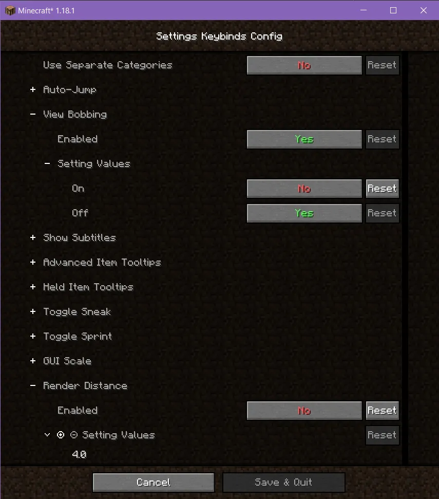 Settings Keybinds — скриншот 2 (Моды, Minecraft)