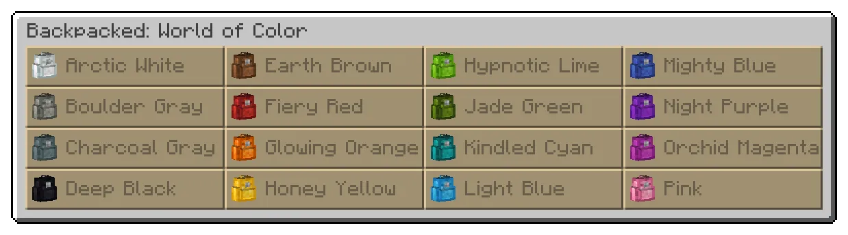 Backpacked: World of Color, Моды, Minecraft