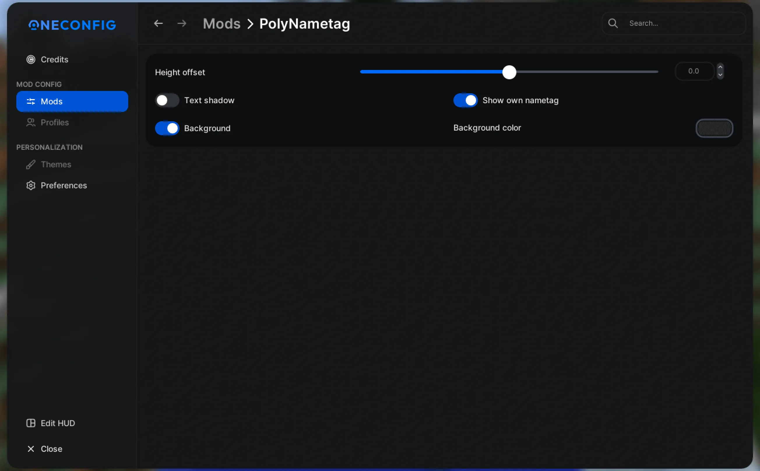 PolyNametag, Моды, Minecraft