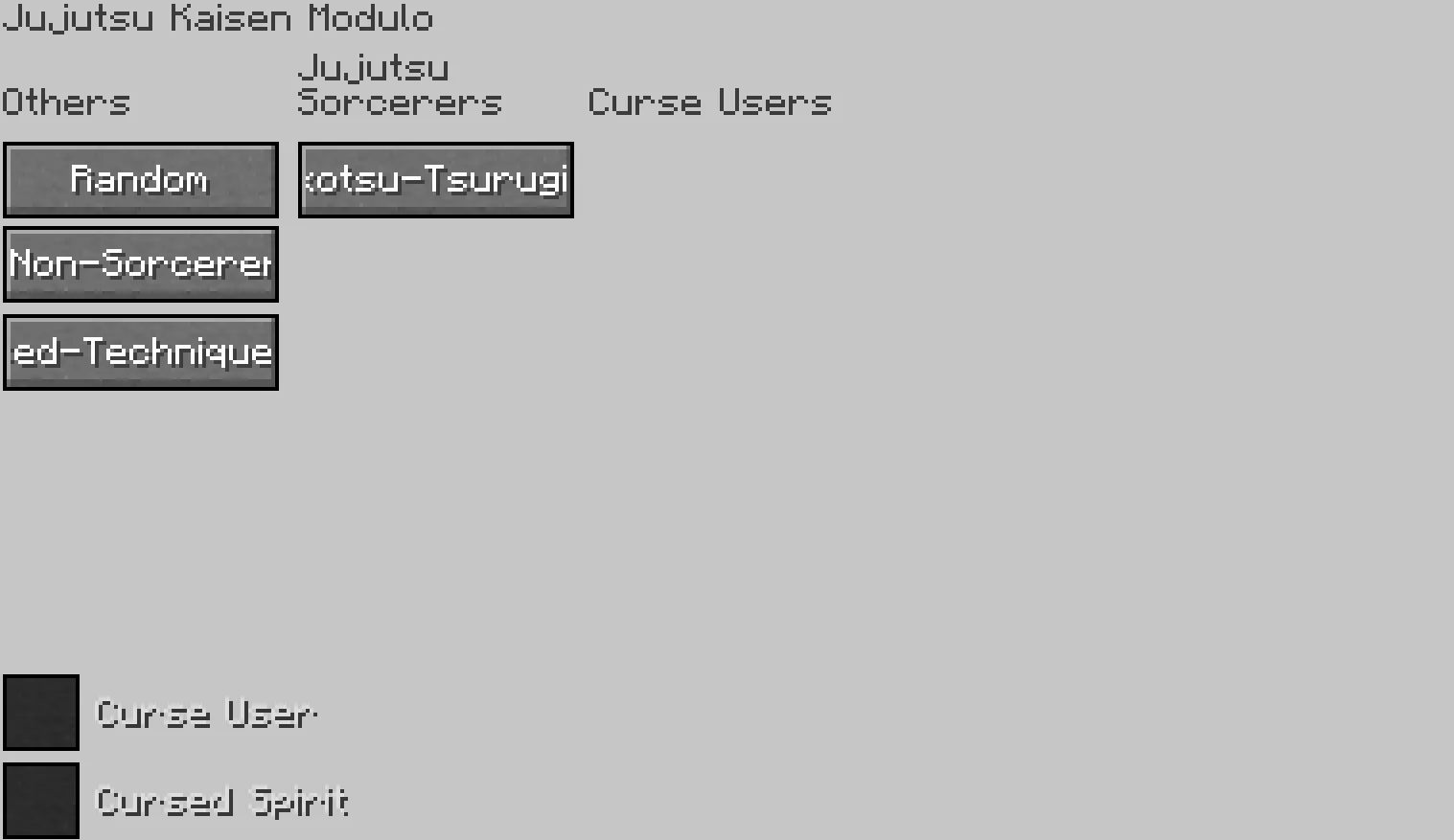 Jujutsu Craft V(JJCV), Моды, Minecraft