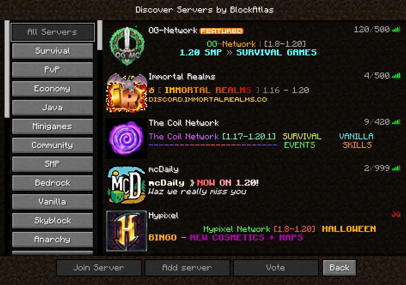 Server Finder by BlockAtlas — скриншот 3 (Моды, Minecraft)