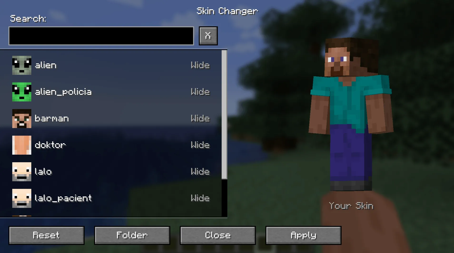 MrChair1's Skin Changer — скриншот 1 (Моды, Minecraft)