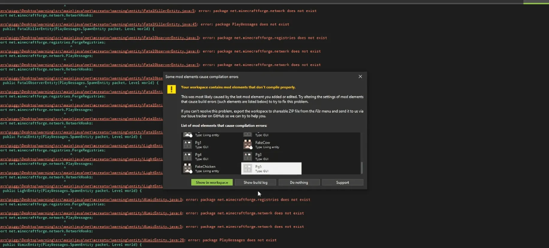 Warning (Horror TBS), Моды, Minecraft