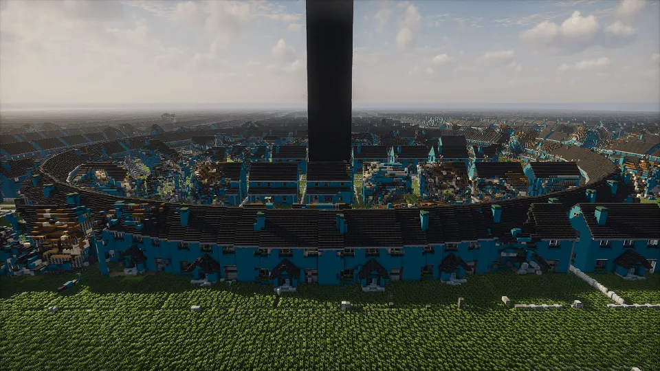 Ouroburbia - Liminal Suburban Sprawl Vivarium-inspired 1000x1000 Survival map — скриншот 1 (Карты, Minecraft)