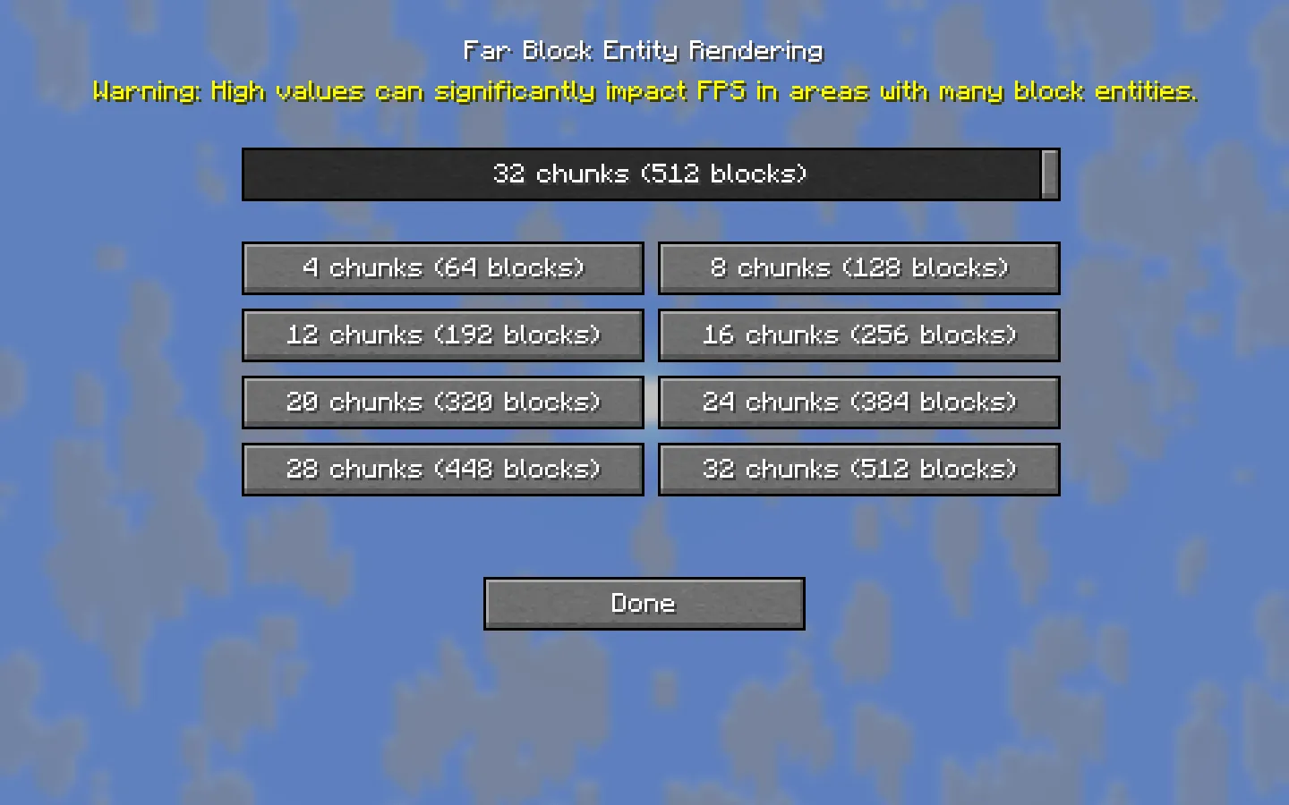 Far Block Entity Rendering — скриншот 1 (Моды, Minecraft)