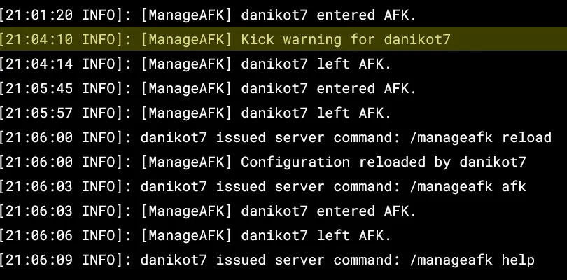 ManageAFK — скриншот 4 (Плагины, Minecraft)