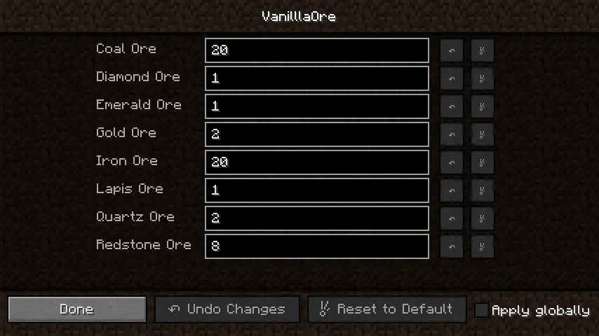 VanillaOre, Моды, Minecraft