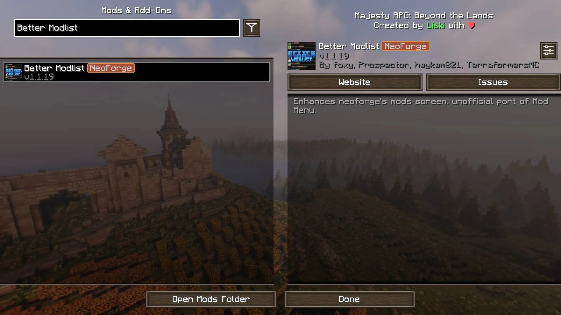 Excalibur | Better ModList & Mod Menu Compat — скриншот 1 (Текстуры, Minecraft)