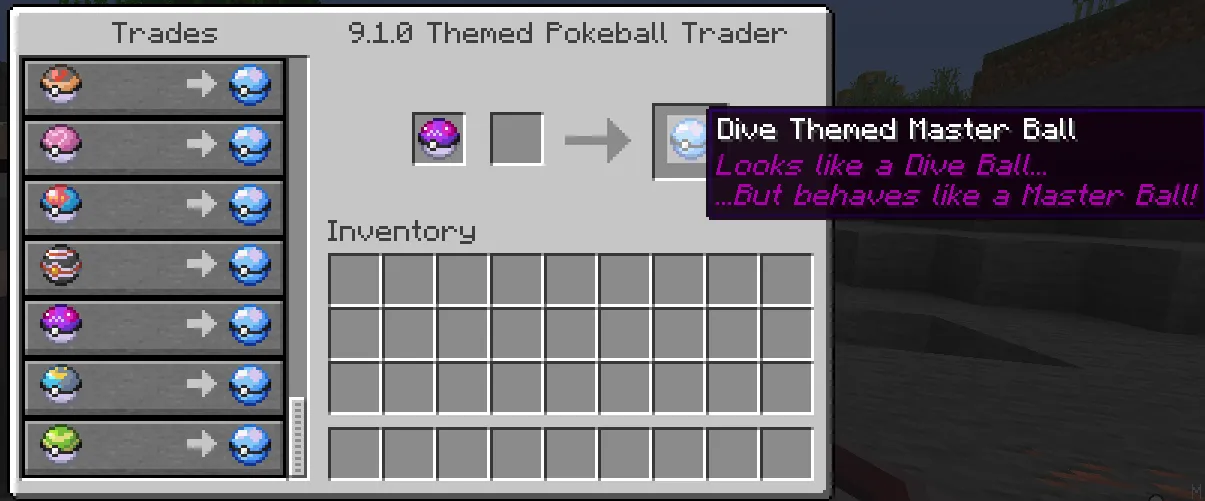 Themed Pokeball Trader — скриншот 1 (Текстуры, Minecraft)