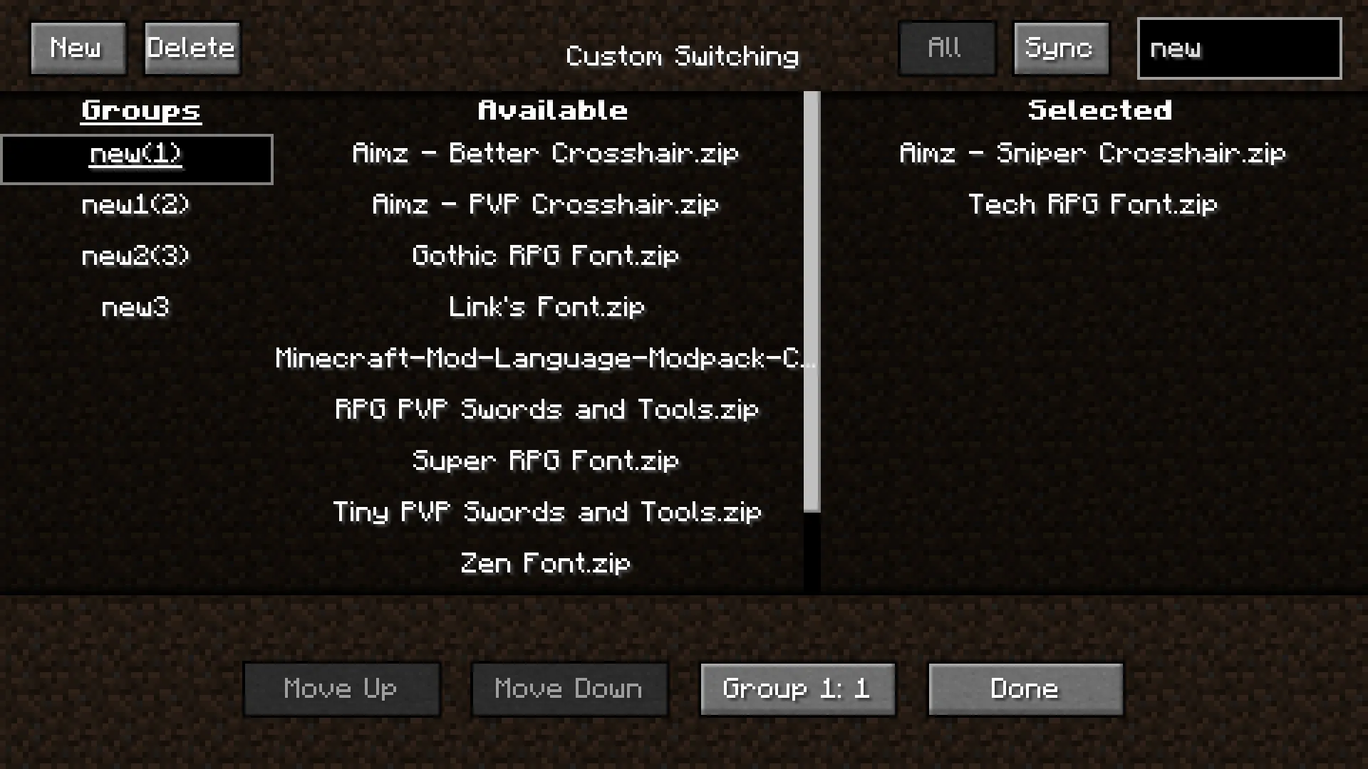 Resource Switcher — скриншот 1 (Моды, Minecraft)