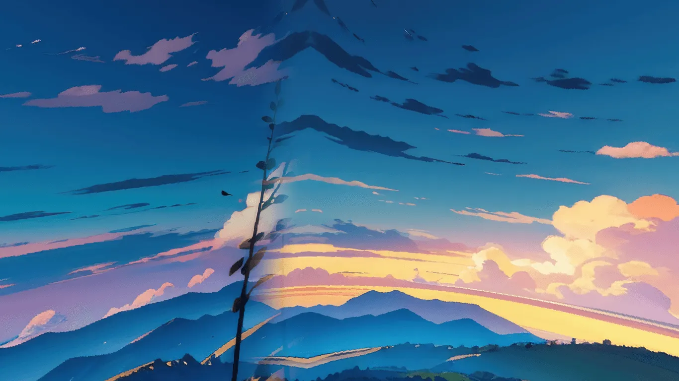 sky sunset moutain minimalist digital — скриншот 1 (Текстуры, Minecraft)
