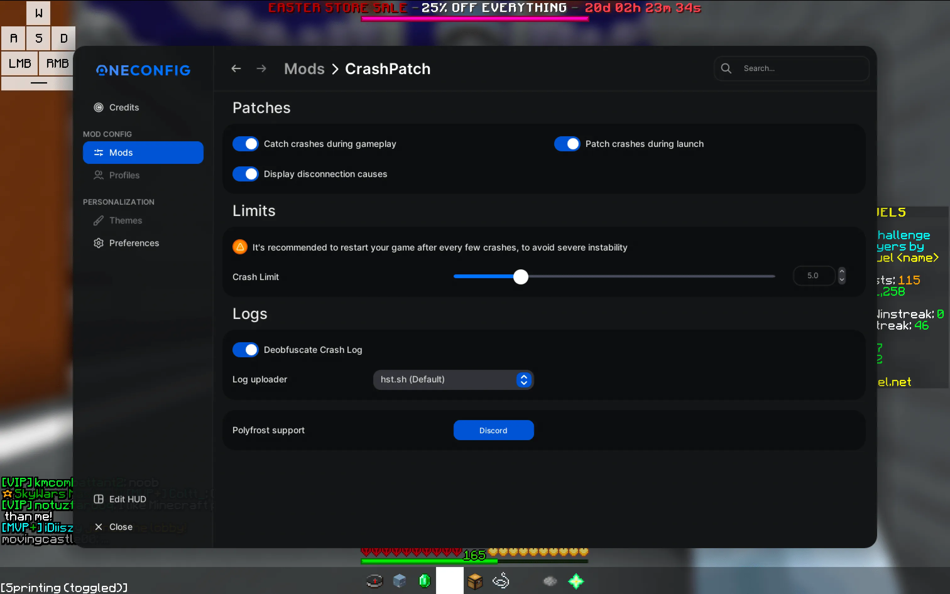 CrashPatch, Моды, Minecraft