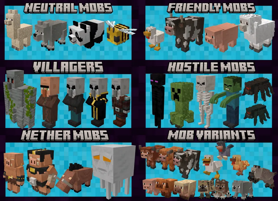 A Minecaft Movie Mobs, Текстуры, Minecraft