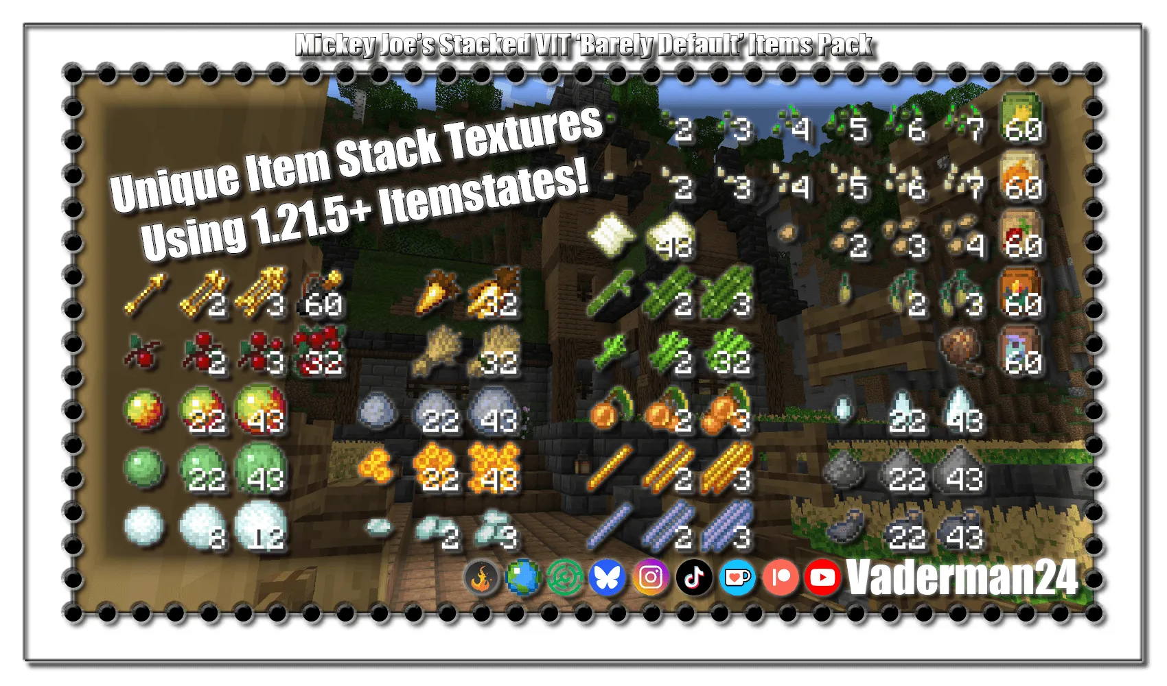 Mickey Joe's Stacked VIT 'Barely Default' Items Pack — Vanilla Default VIT Stacked Items Add-on — скриншот 6 (Текстуры, Minecraft)