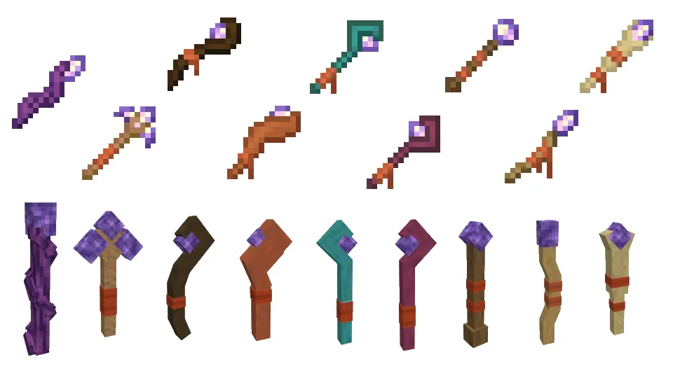 Custom 3D Staves for Hex Casting — скриншот 1 (Текстуры, Minecraft)