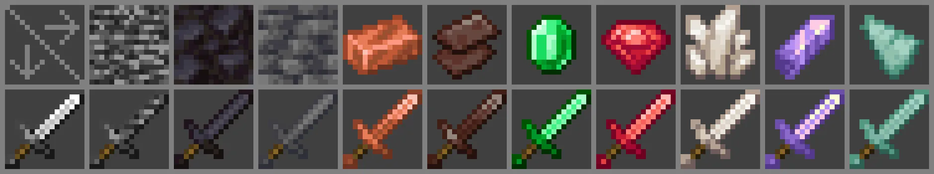 Weapons+, Текстуры, Minecraft