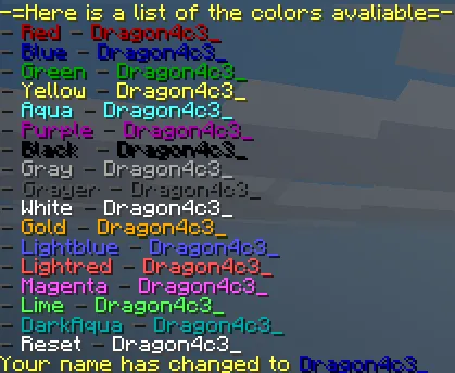 Nickname Color Changer — скриншот 1 (Плагины, Minecraft)