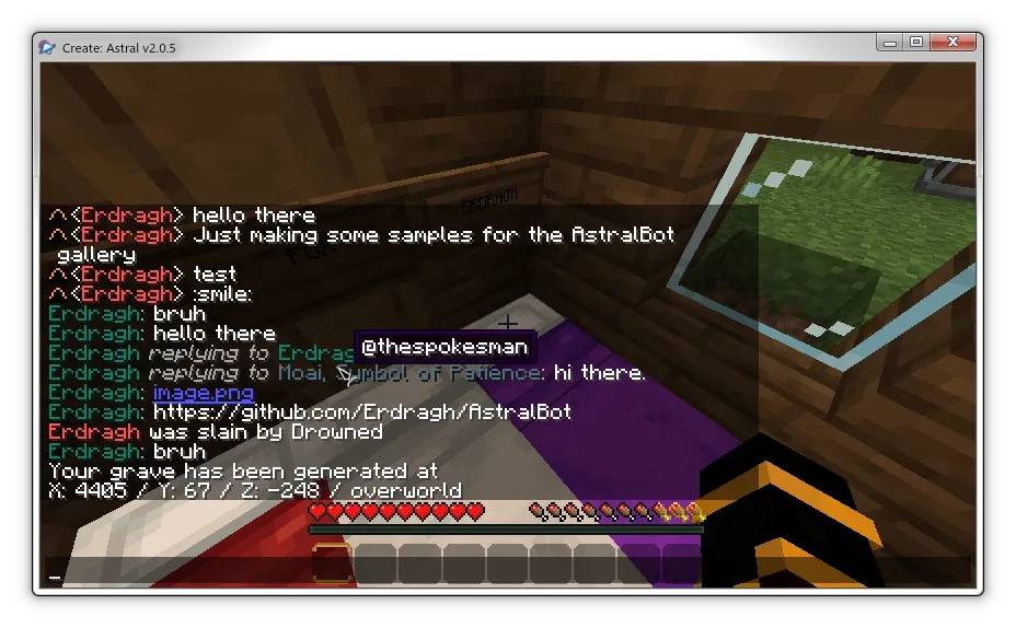 AstralBot, Моды, Minecraft