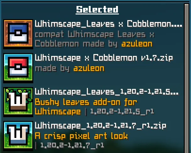 Whimscape Leaves x Cobblemon — скриншот 1 (Текстуры, Minecraft)