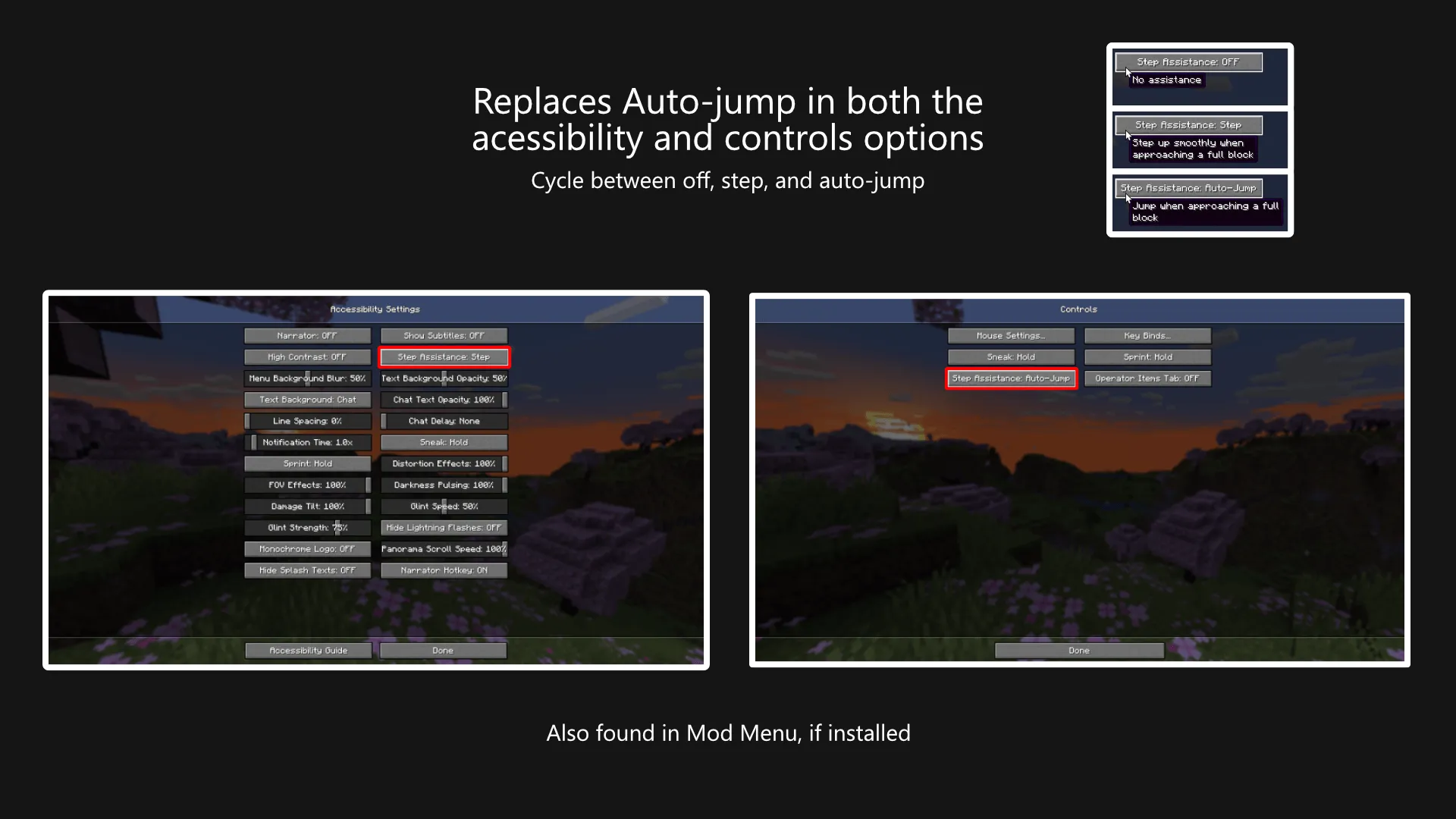 Accessible Step, Моды, Minecraft