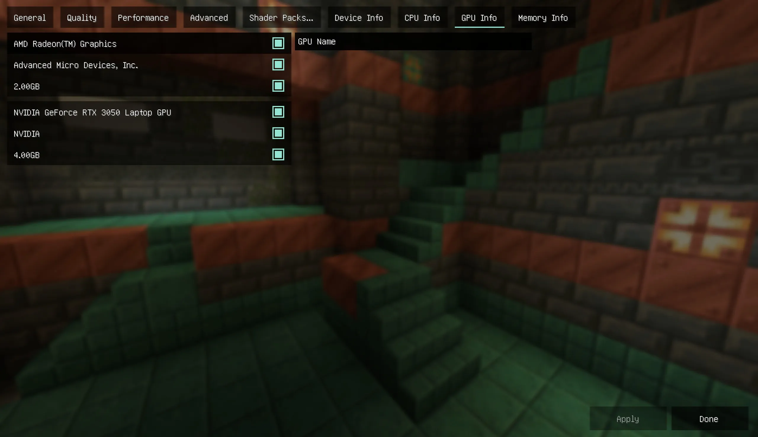 Sodium/Embeddium Device Check, Моды, Minecraft